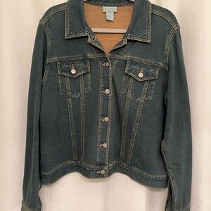 Siorid Olsen Vintage Chic Blue Denim Jacket Size XL